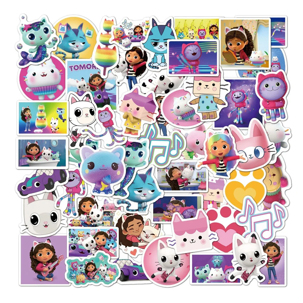 50PCS Cute Children’s Cartoon Gaby’s Dollhouse Sticker Waterproof Diy Graffiti Water Cup Notebook Luggage Sticker Painting