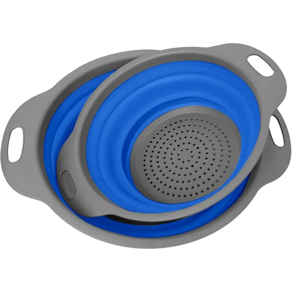 

Складной дуршлаг, набор из 2-х складных фильтров, компактная кухня, пищевой силиконовый складной дуршлаг с