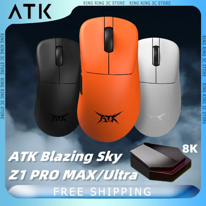 

ATK Blazing Sky Z1 Pro Max Ultra Wireless Gaming Mouse PAW3950Ultra 8K Custom Light Weight Mouse E-Sports Gamer Low Latency Mice