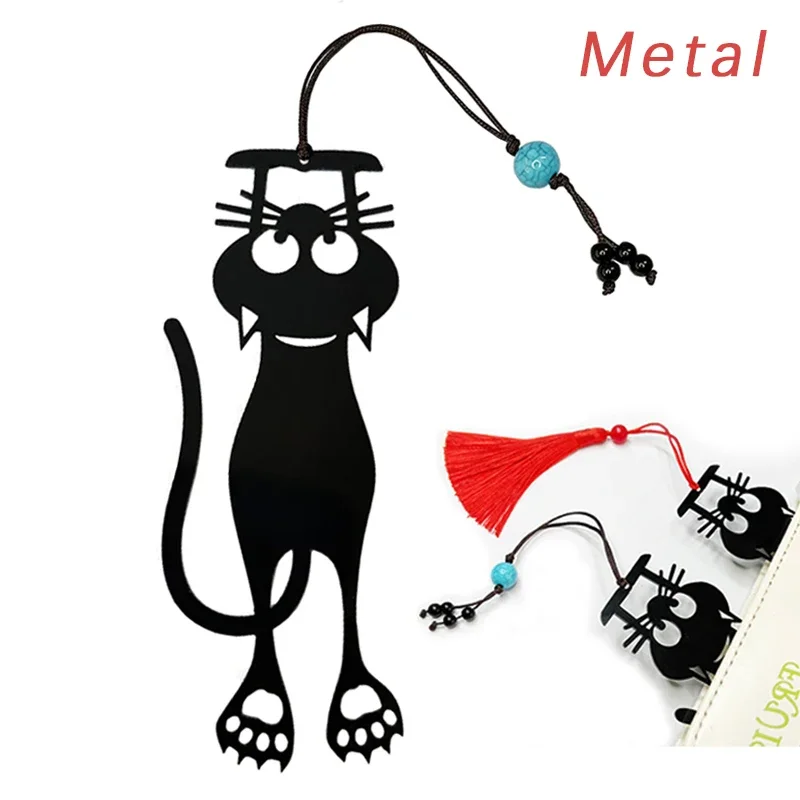 

1Pc Kawaii Black Cat Bookmarks for Books 3D Metal Stereo Animal Book Mark for Student Teacher's Gifts Creative Stationery