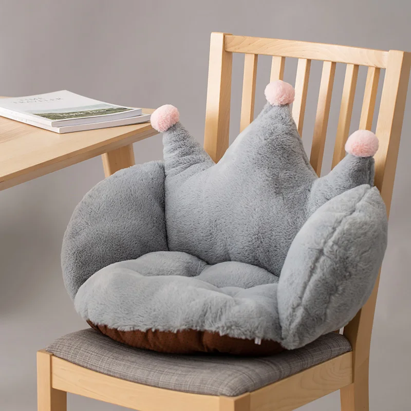 Comfortable Student Plush Animal Cushion Crown Cushion Thick Warm Seat Cushion Office Waist Cushion Computer Chair Cushion