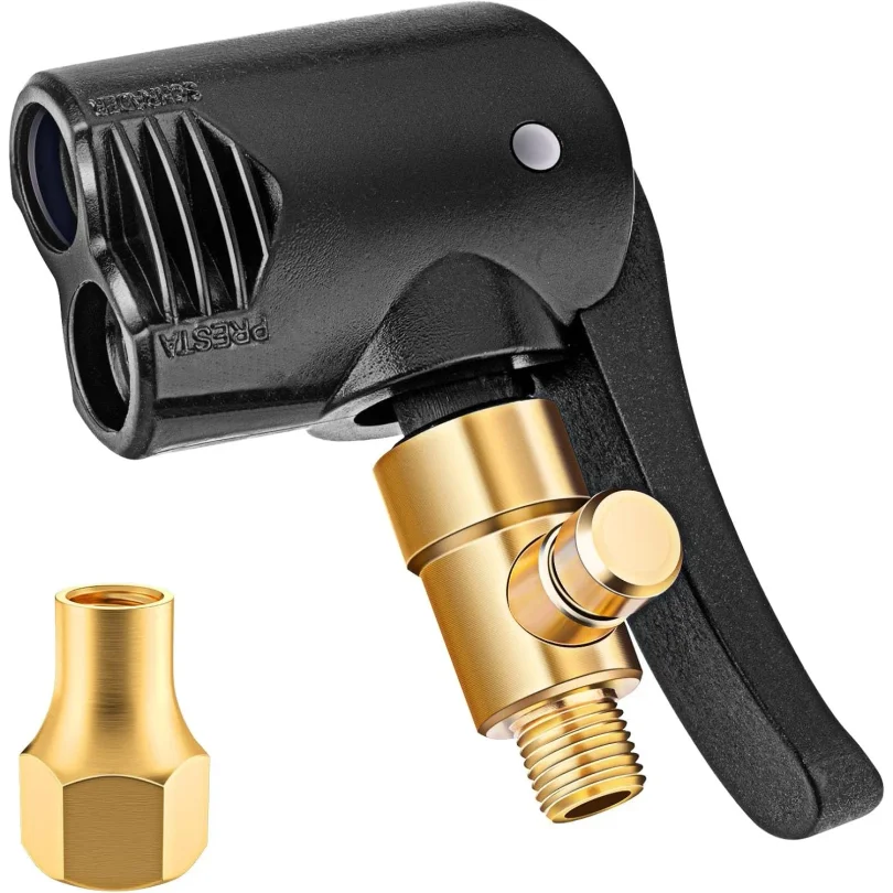 2-in-1 Bicycle Pump Nozzle Adapter Metal Air Chuck Valve Connector for Car Motorcycle Bike