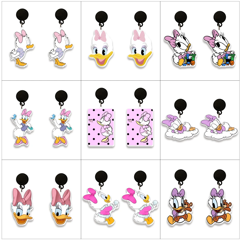 

W Hot Sale Daisy Duck Acrylic Earrings Disney New Accessories For Girls Colorful Earrings Cute Jewelry