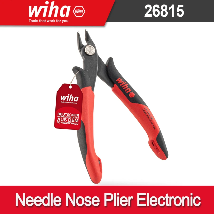 

Wiha 26815 Electronic Diagonal Cutters Wide, Pointed Head with Small Bevelled Edge 138 mm Cutting Pliers