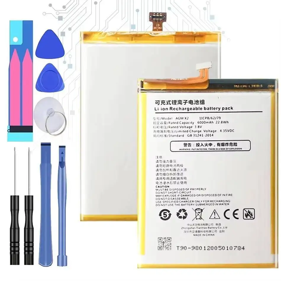 

Mobile Phone Battery For Agm X2 X2SE 6000Mah Reliable Power Supply