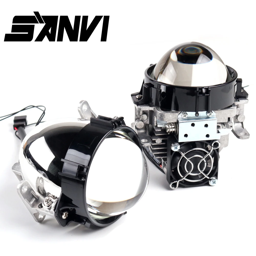 Sanvi H8 Car 3 Inch Bi LED Projector Lenses Headlight with Angel Eyes 12V 70W 5500K For H4 H7 9005 9006 LHD RHD Car Accessories