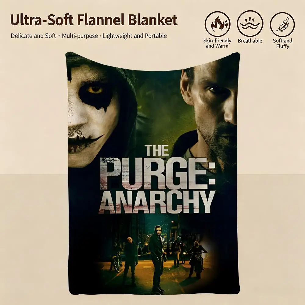 movie T-The Purge-e Throw Warm Soft Flannel Blanket, Multi-use for Sofa Bed Camping Travel Nap