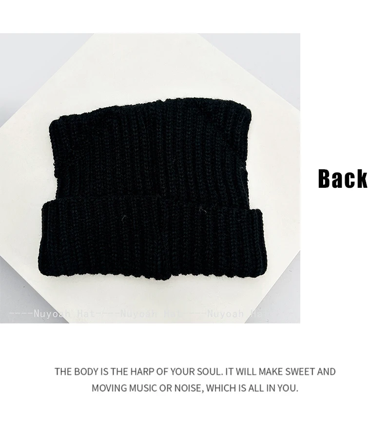Neue Herren- und Damenmützen im koreanischen Stil mit Buchstabenstickerei und Katzenohren, warme, vielseitige und individuelle Beanies im Retro- und Ins-Stil – Detail 9