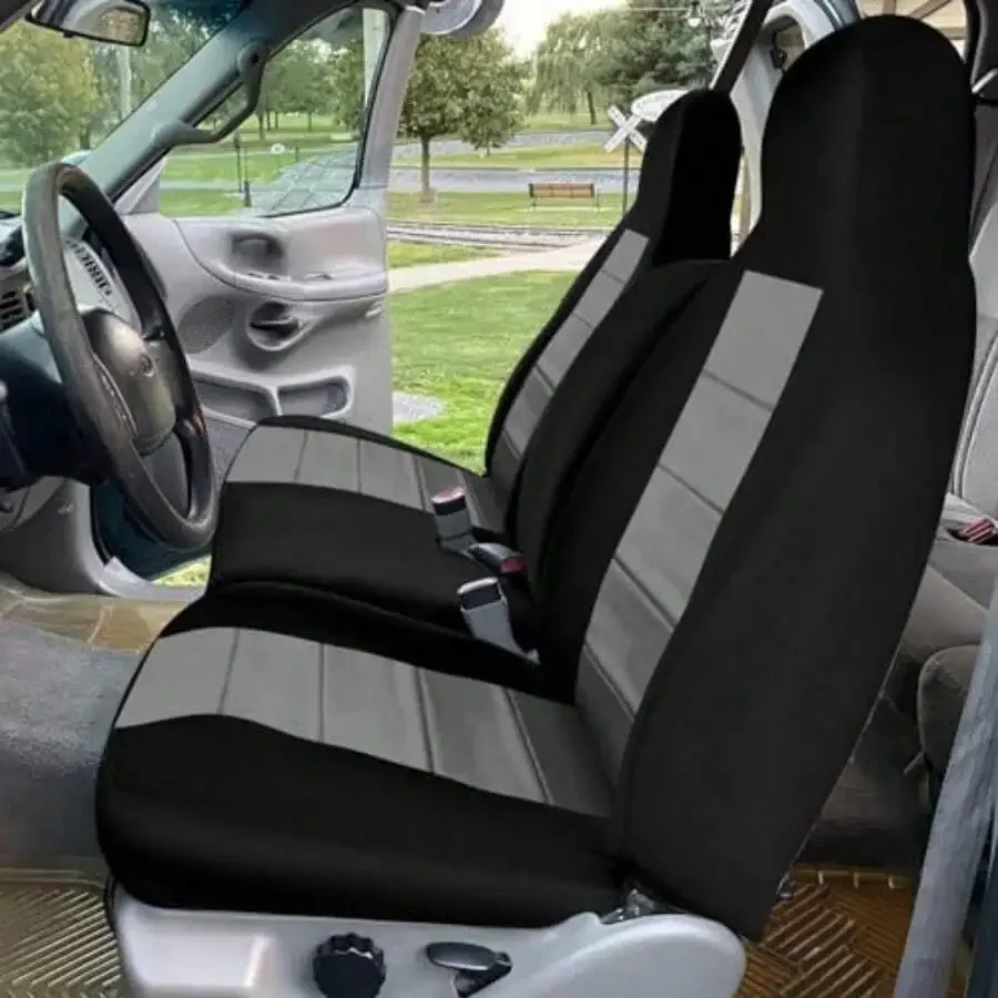 

Custom Fit Front Seat Cover For 1997-2000 Ford F-150 40/60 Split Bench With Center Console Knitted Fabric Airmesh