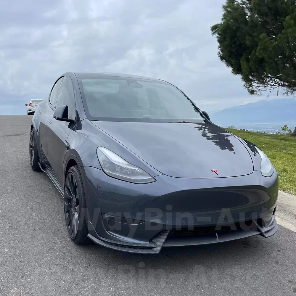 Modely Body Kits For Tesla Model Y 2020- 2023 Matte Carbon Rear Diffuser Side Spillter Spoiler Bumper Lip Tesla 2023 2024 Tuning