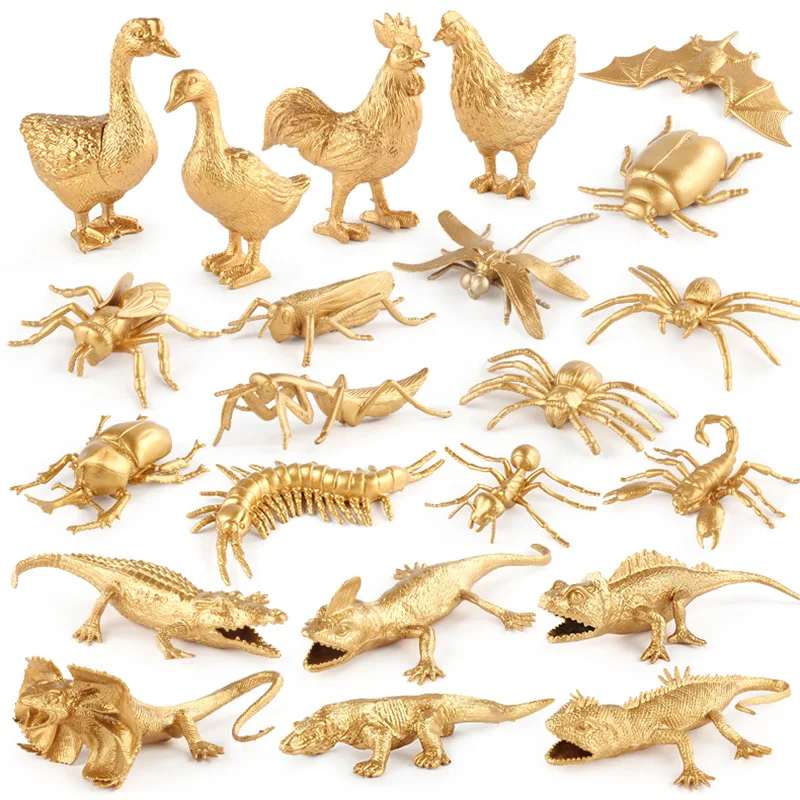 Simulated Mini Poultry Animal Action Figures Chicken Goose Duck Giant Lizard Crocodile Ant Set Decor Children's Educational Toys