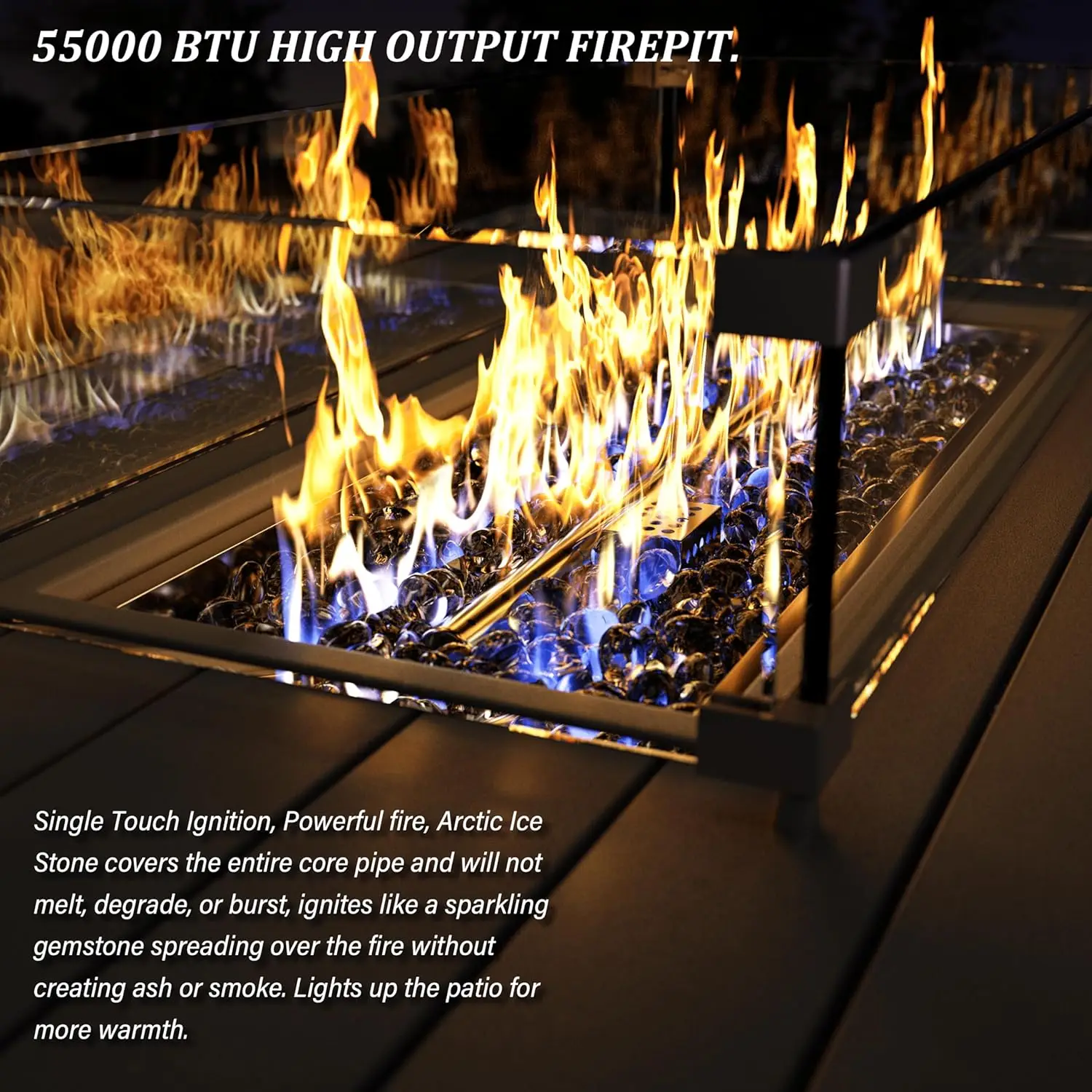 Patio Furniture Set With Fire Pit Table, With Seat CushionsOutdoor Modular Wicker  With Btu Propane Gas Fire Pit Table