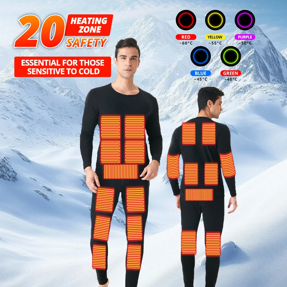 

New 24 Areas Heated Underwear Suit Smart Phone APP Control Temperature USB Battery Powered Winter Thermal Outdoor Ski Jacket