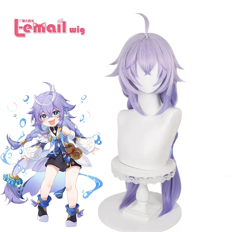 L-email wig Synthetic Hair Game Honkai: Star Rail Bailu Cosplay Wig 85cm Long Purple Gradient Loose Wavy Wigs Heat Resistant Wig