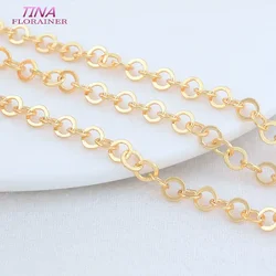 5*5MM 4MM 18K Gold Color Plated Brass Round Chain For Jewelry Making DIY Necklace Bracelets Chain Jewelry Making Supplies