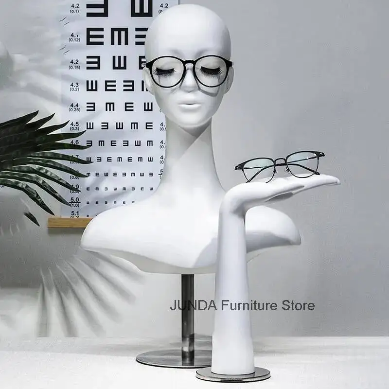 Light Luxury Mannequins Head with Facial Features Hat Scarf Display Stand Hand Model Art Ornaments Props Female White Head Model