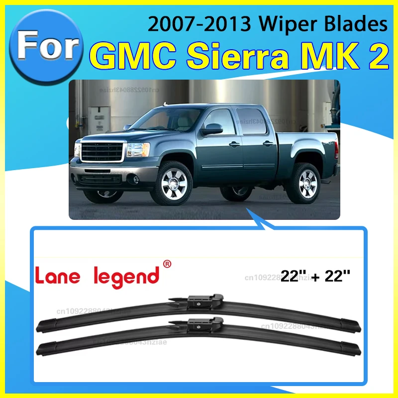 Scheibenwischer LHD Frontwischerblätter für Chevrolet Silverado GMC Sierra MK 2 2007–2013 Windschutzscheibe Windschutzscheibe Fenster 22"+22"