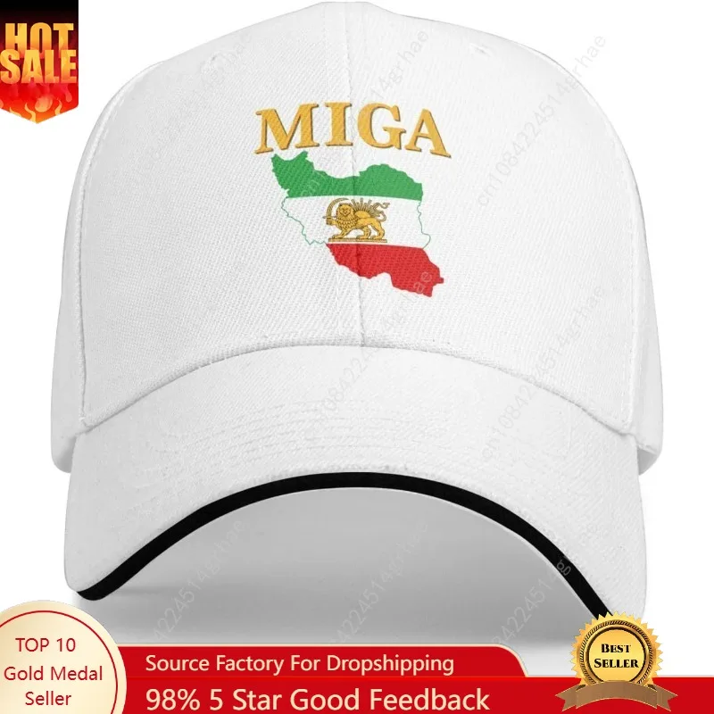 

Make Iran Great Again Hat MIGA hat Old Iran Persian Flag Lion and Sun Cap for Men Women Black