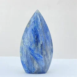 Natural Rare Blue Kyan Crystal Ornament Hand Polished Free Form Torch Home Decor