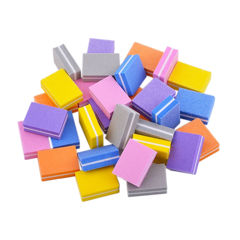 10Pcs/Set Double-Sided Mini Nail File Blocks Colorful Sponge Nail Polish Sanding Buffer Strips for Manicure Tools