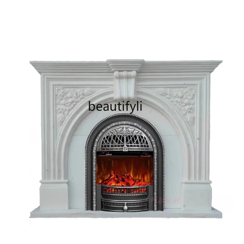 

CQYMarble stone carving fireplace American European carved French living room natural stone fireplace decorative cabinet