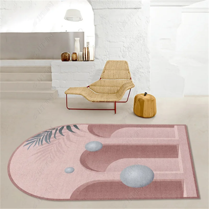 Irregular Curved Living Room Decorative Carpets, Non-Slip Rug, Nordic Simple Carpet, Balcony, Porch, Entrance, Bedside,