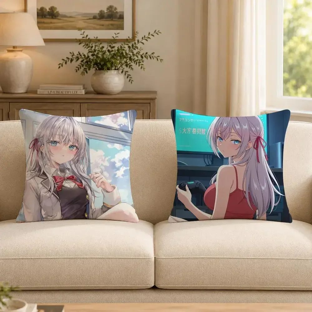 Anime A-Alya Sometimes Hides Her Feelings in Russian Cushion Cover Soft Short Plush Decorative Pillow Cover for Sofa Bedroom