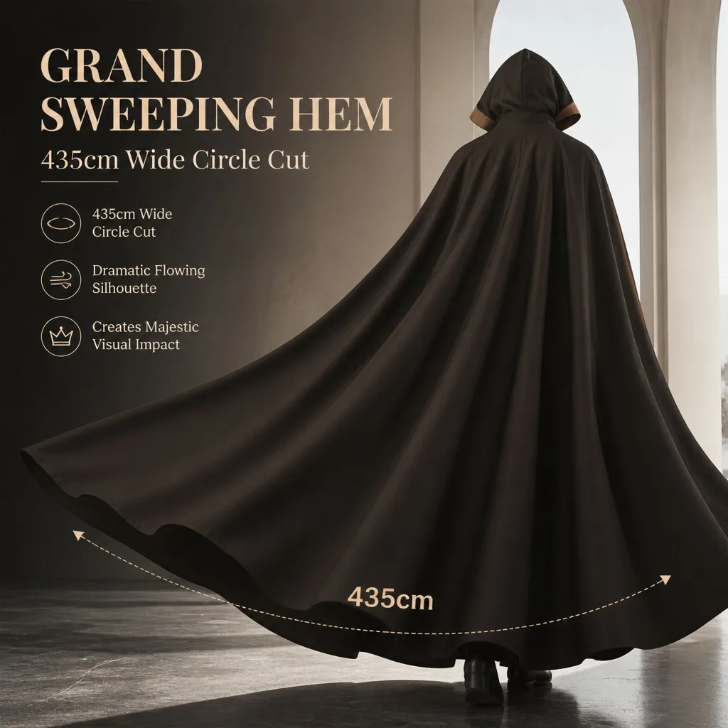 Mittelalterlicher Erwachsenen-Krieger-Umhang mit Kapuze, Unisex, Kontraststreifen, Zauberer-Robe, Halloween-Party, Festival, Cosplay-Kostüm 2026 – Detail 3