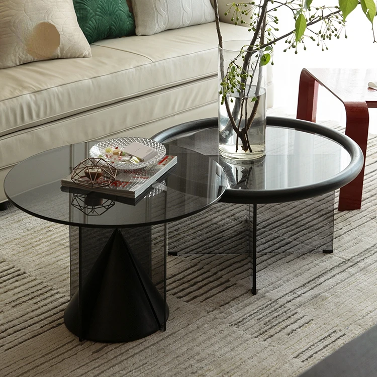 【Stock】Squeaky Euclid coffee table living room simple small coffee table tempered glass light luxury household coffee table