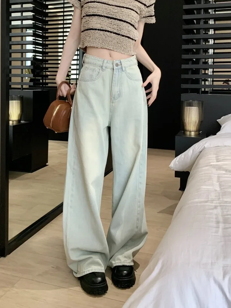 Vintage Jeans Women Denim High Street Leisure Straight Retro Simple Harajuku Full Length Basic Trendy Empire All-match Classic