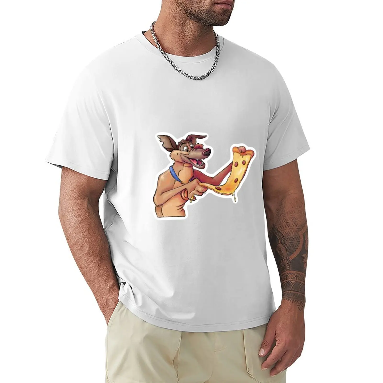 Charlie B Barkin from All Dogs Go To Heaven with pizza T-Shirt plus sizes oversized plain designer t shirt men