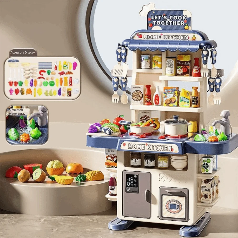 Kunststoff kinder Küche Set DIY Funktion Musik Wasserhahn Waschbecken Simulierte Geschirr Set Mini Spielen Lebensmittel Spielzeug Für Kleinkinder