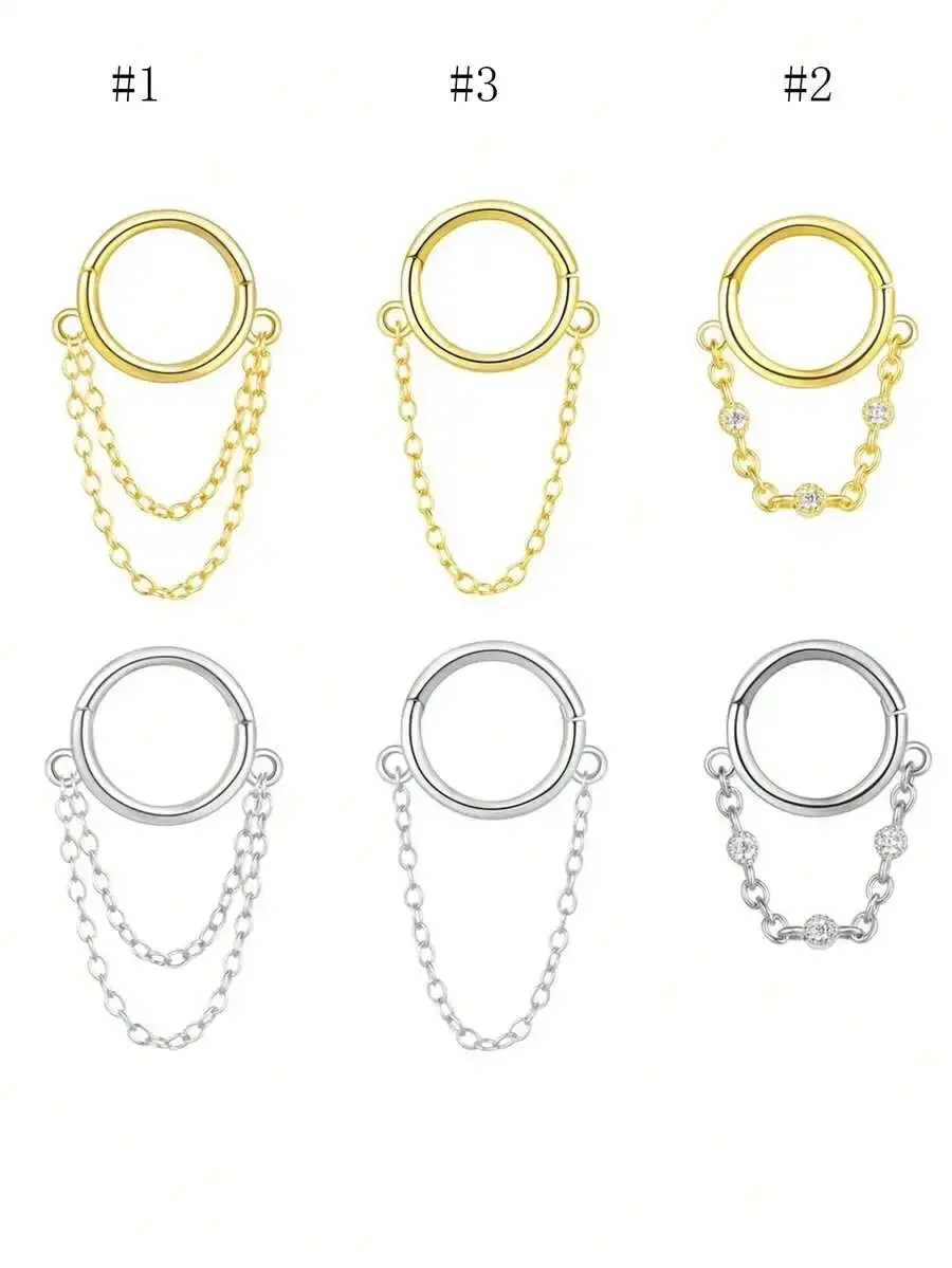 1Pc Adjustable Navel Ring With Detachable Chain For Women