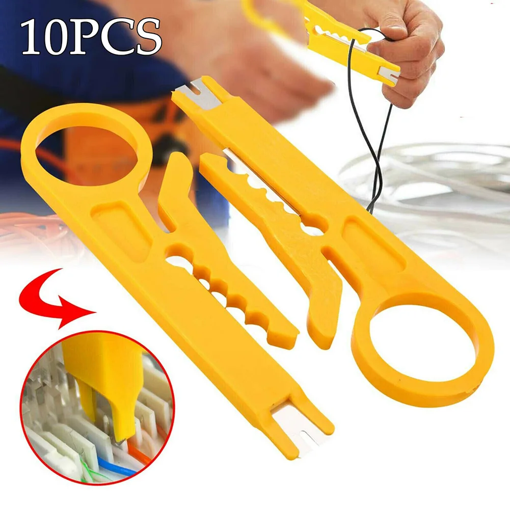 Cable Wire Punch Cutter Stripper Manual Pliers 10 Piece Yellow Stripper Tool for CAT 5 Data Cable Cable Wire Punch