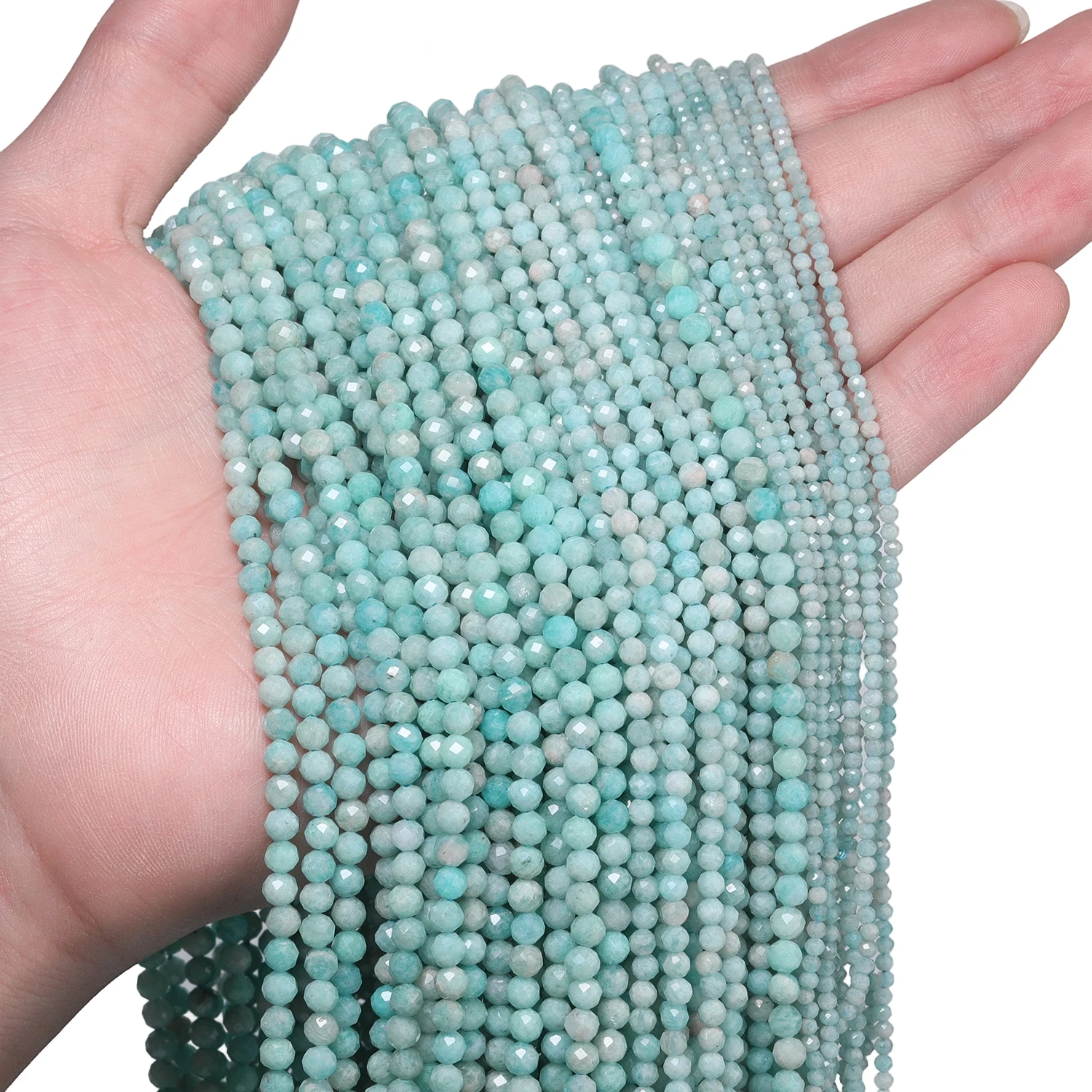 2/3/4mm Facettierte Kleine Perlen Natürlicher Amazonit Granat Turmalin Morganit Steinperlen für Schmuckherstellung DIY Zubehör Großhandel