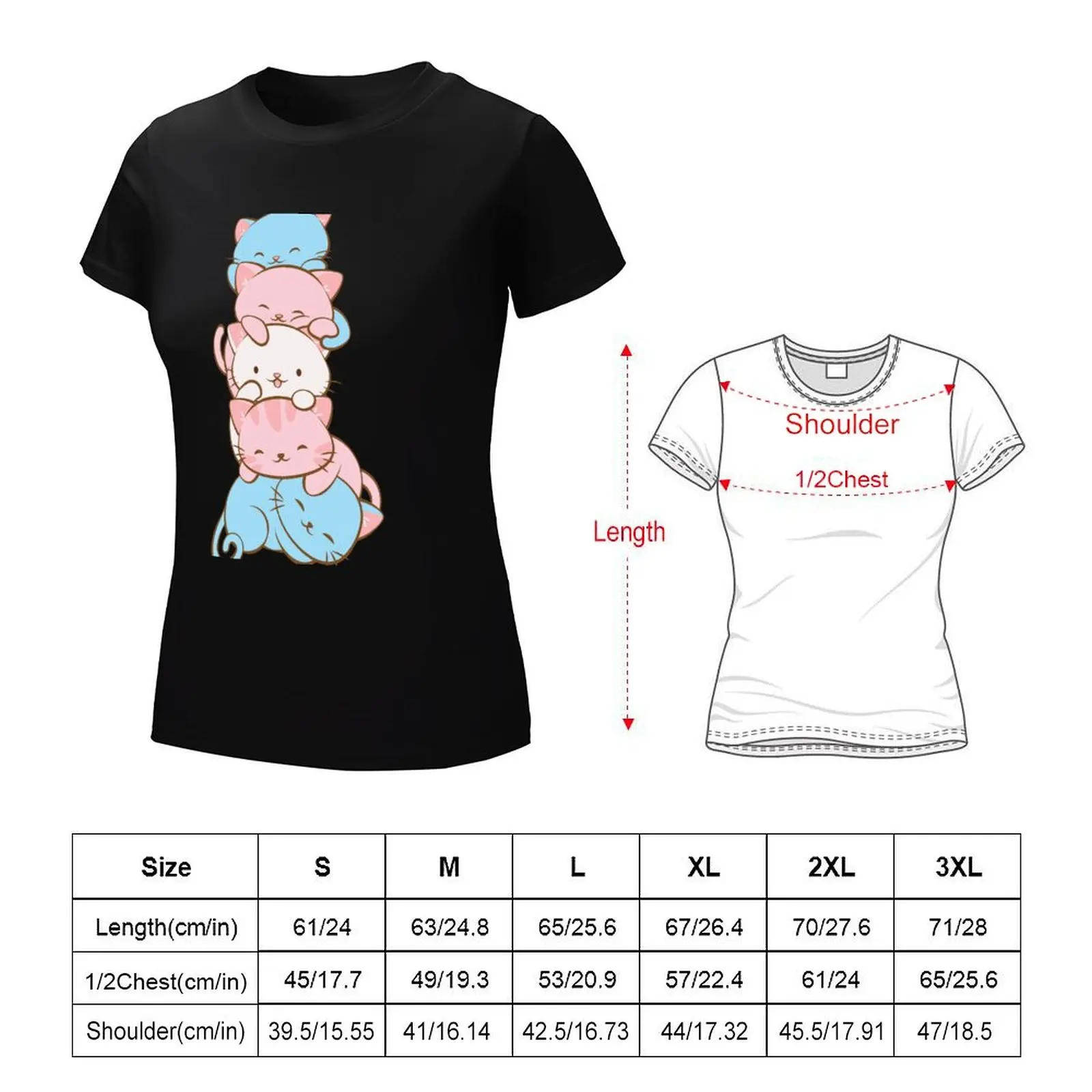 Transgender Pride Flag Cute Kawaii Cats Subtle LGBTQ Trans Pride T-Shirt kawaii clothes summer tops t shirt Women