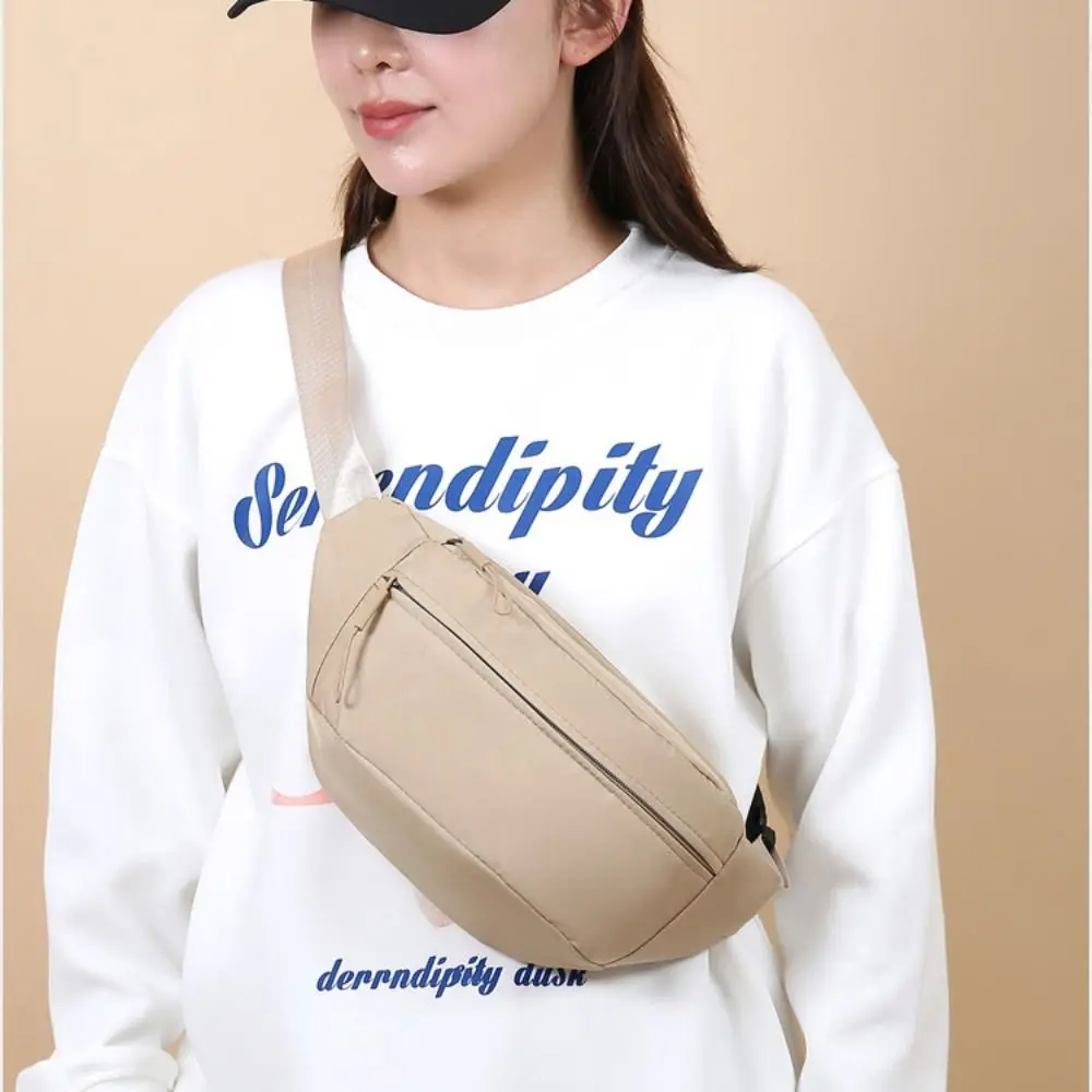 Casual Solid Color Waist Bag Double Layer Double Pocket Crossbody Bag Waterproof Chest Bag Business Trips