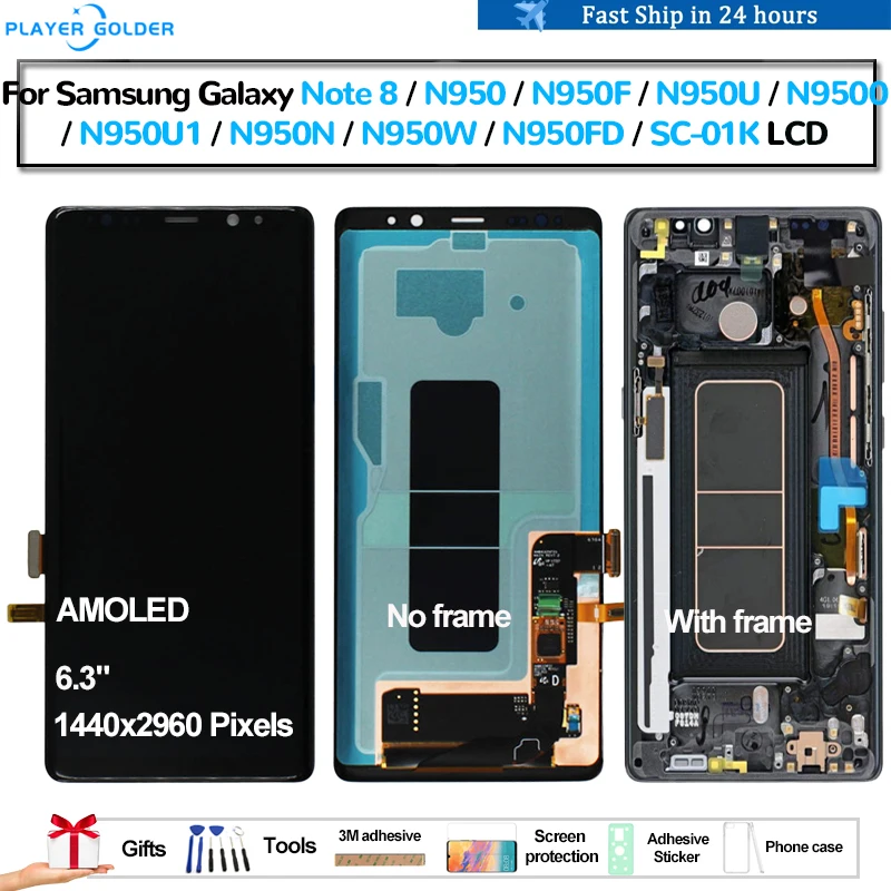 

AMOLED For Samsung Galaxy Note 8 Note8 N950 N950F N950U N950N N950FD Pantalla lcd Display Touch Panel Screen Digitizer Assembly