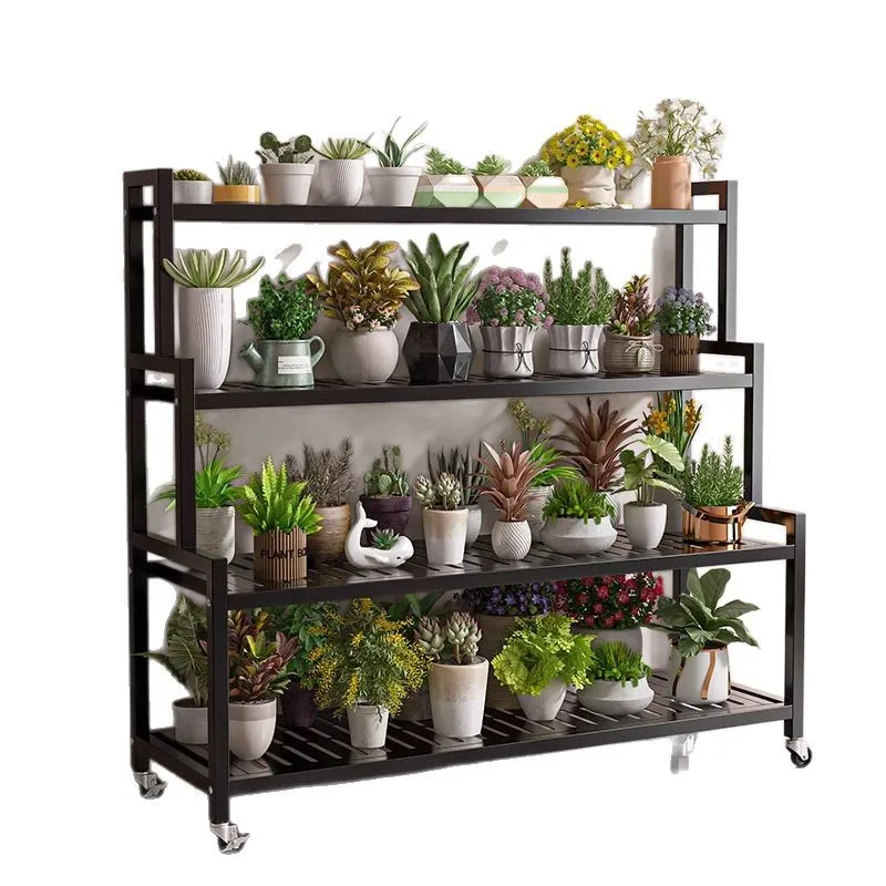 Wrought iron flower stand living room floor-to-ceiling balcony rack stepped multi-layer plant pot bracket flower rack balcony