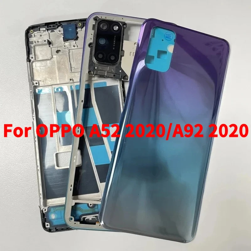 Для oppo A52 A72 A92 2020 4G ЖК-дисплей, лицевая панель, передняя средняя рамка, корпус, аккумулятор с задней крышкой, чехол Для oppo A52 A72 A92 2020 4G ЖК-дисплей, лицевая панель, передняя средняя рамка, корпус, аккумулятор с задней крышкой, чехол