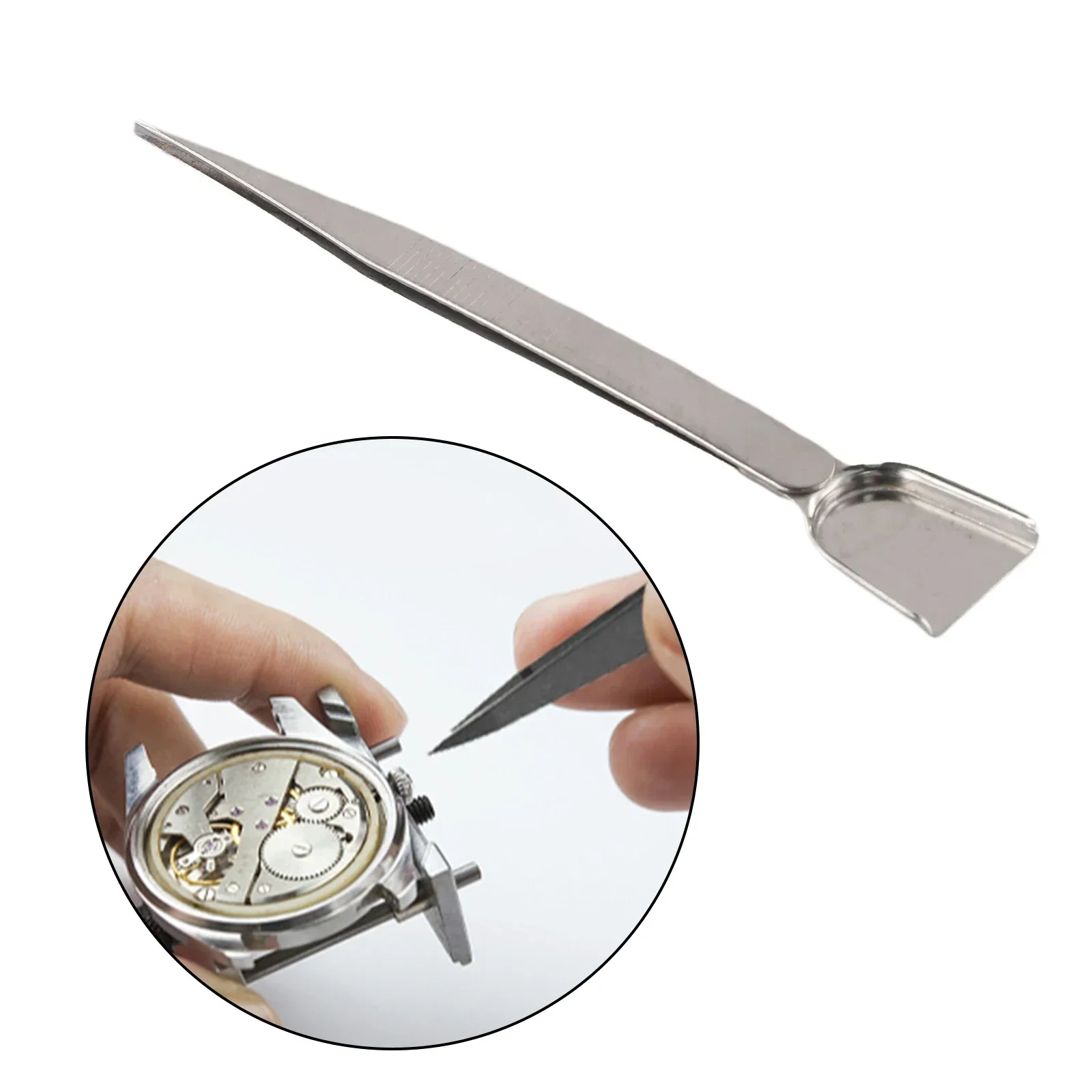 1Pc Professional Tweezer W/Scoop Shovel Pick-Up Tool 160mm For Diamond Gem For Jewelry Diamond Clip Pick Up Tool (Silver 160mm)