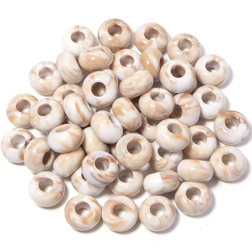 50 Stück/Lot 14×8mm Acrylperlen mit großem Loch, Abstandshalterperlen für die Schmuckherstellung, DIY-Halskette, Armband, Schlüsselanhänger, Zubehör