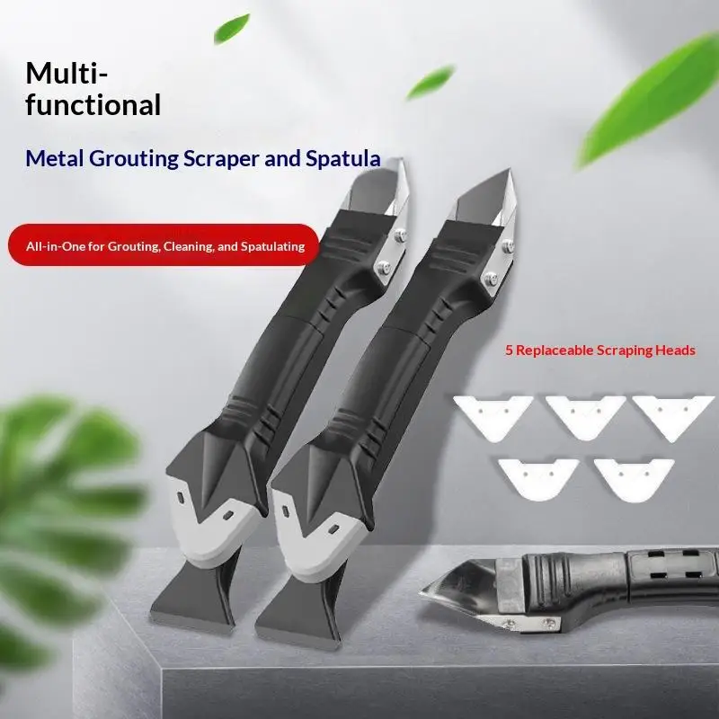 5 In 1 Metal Head Shovel Glue Tool Kit Silicone Spatula Caulk Remover Grout Removal Sealant Finishing Corner Scraper Supply