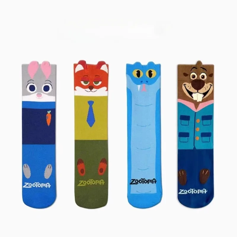 

Disney Zootopia Cute Cartoon Print Mid Calf Socks Trendy Versatile Couple Socks Soft Comfortable for Daily Wear Casual Matching