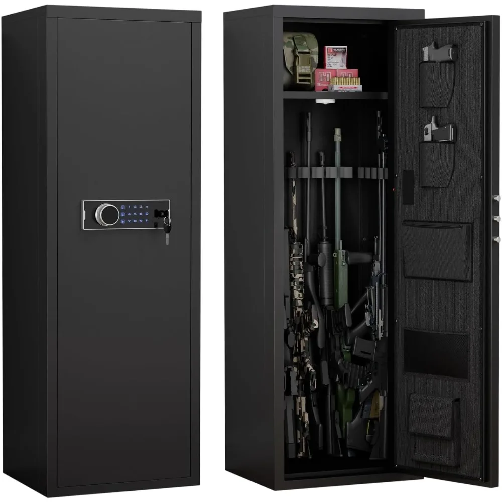 

5-8 Gun Safe for Rifles and Shotguns, Heavy Duty Metal Gun Cabinet with Electronic Keypad Lock - Large Rifle Security Cabinet &