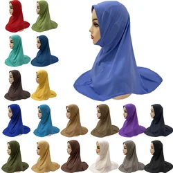 Muslim Girls Hijab Islamic Hijab One Piece Amira Easy to Wear Solid Color Islam Arab Scarf Shawls Pull On Headwrap for ages 5-10