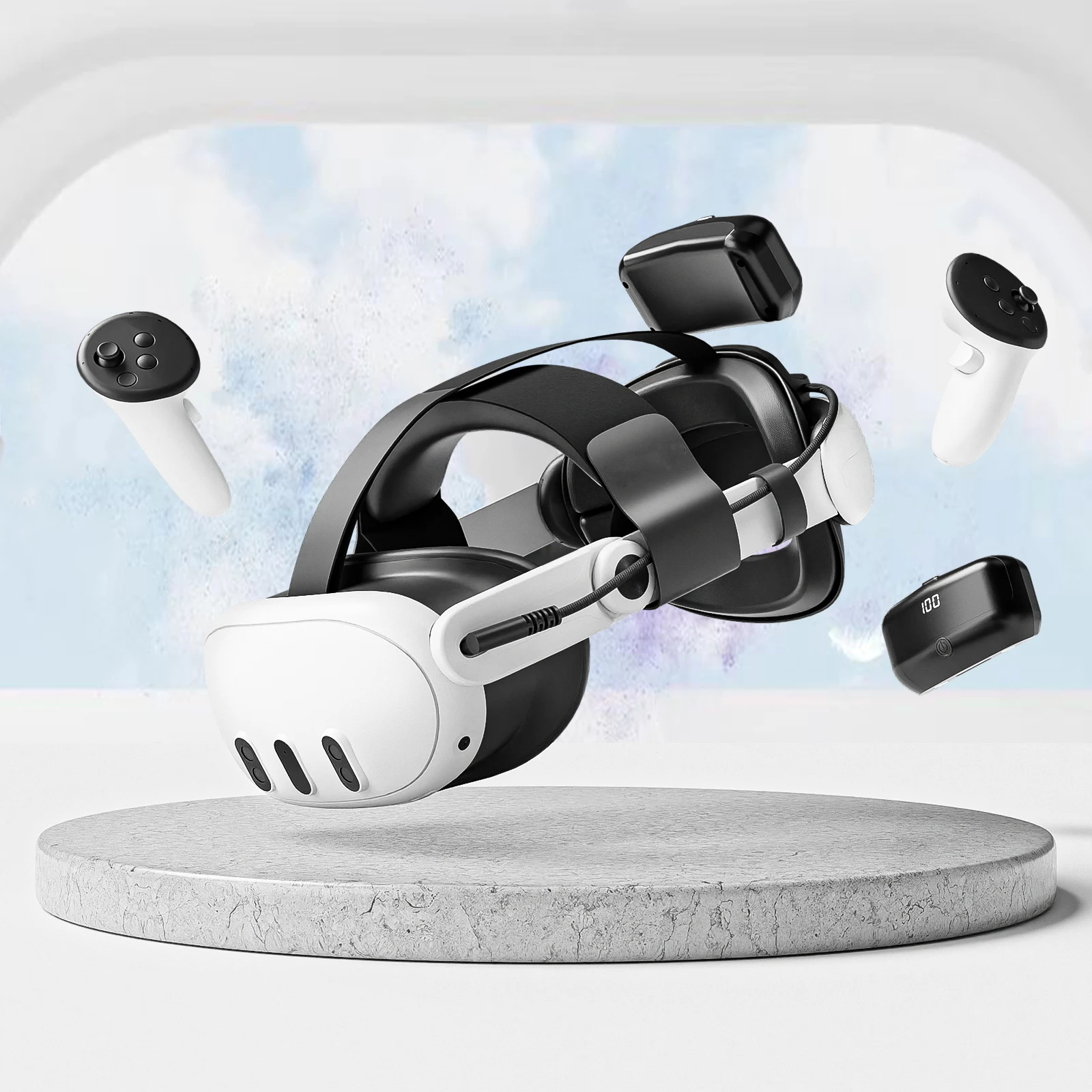 Pasek na głowę baterii GOMRVR kompatybilny z Meta Quest 3/3S Zamiennik Elite Strap 20-watowy magnetyczny akumulator Fast Charge 10000