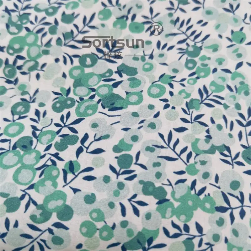 Wiltshire Green Floral 100% Cotton 80S Like Liberty Fabric Digital Printing For Sewing Cloth Dresses Skirt Kids Designer Poplin