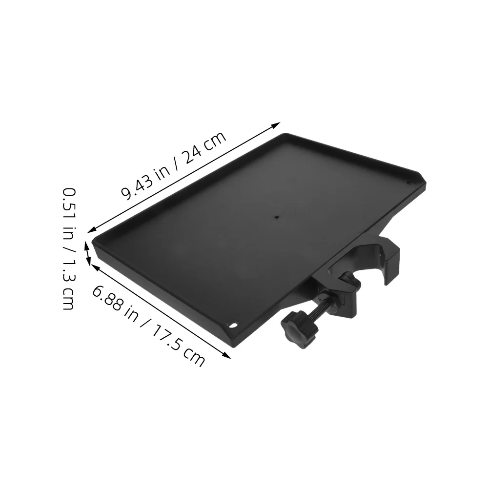 Bandeja de suporte de microfone para telefone e armazenamento de bebidas, acessório de plástico de metal resistente para suporte de microfone, braçadeira de equipamento de transmissão ao vivo