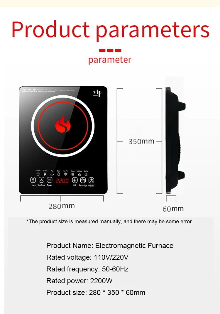 DMWD 110V/220V Electric Induction Cooker Waterproof High Power 2200W Magnetic Induction Cooker Intelligent Hot Pot Stove EU US